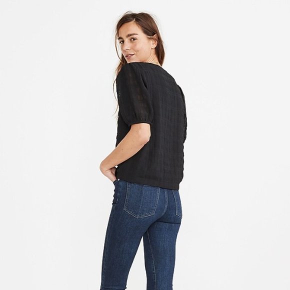 Madewell Textured Puff-Sleeve Button Front Top Size S - Picture 3 of 9